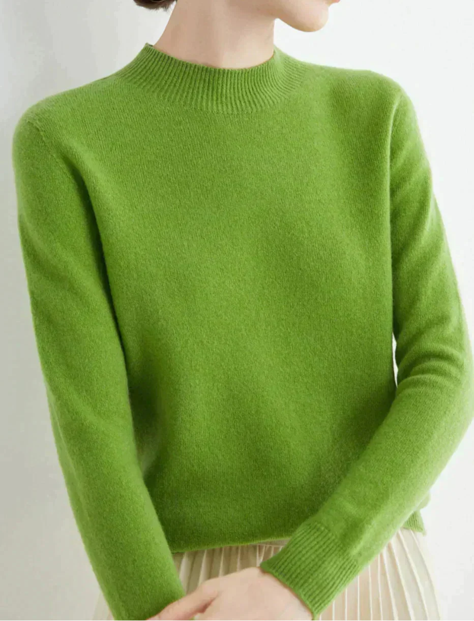 Quintessa | Cream Cashmere Wool Sweater Jumper — Green