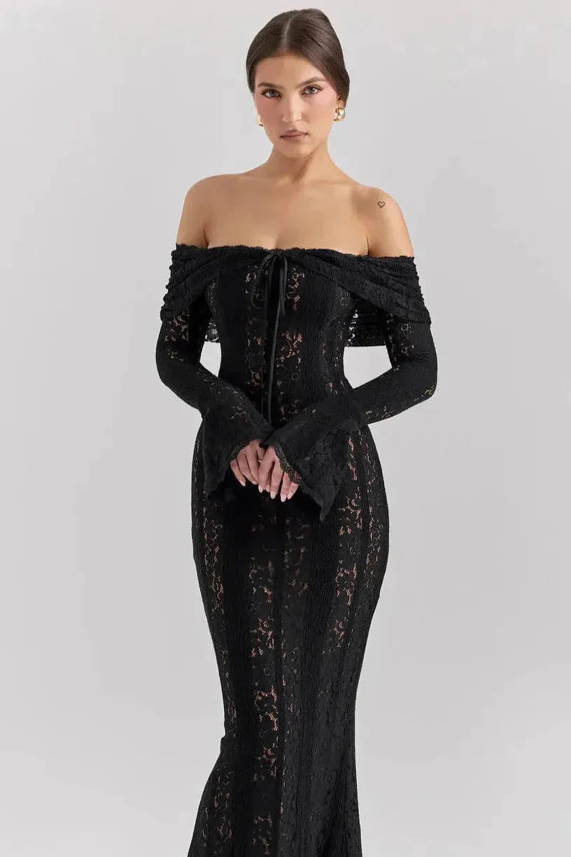 Giselle | Off Shoulder Lace Evening Maxi Dresses For Women