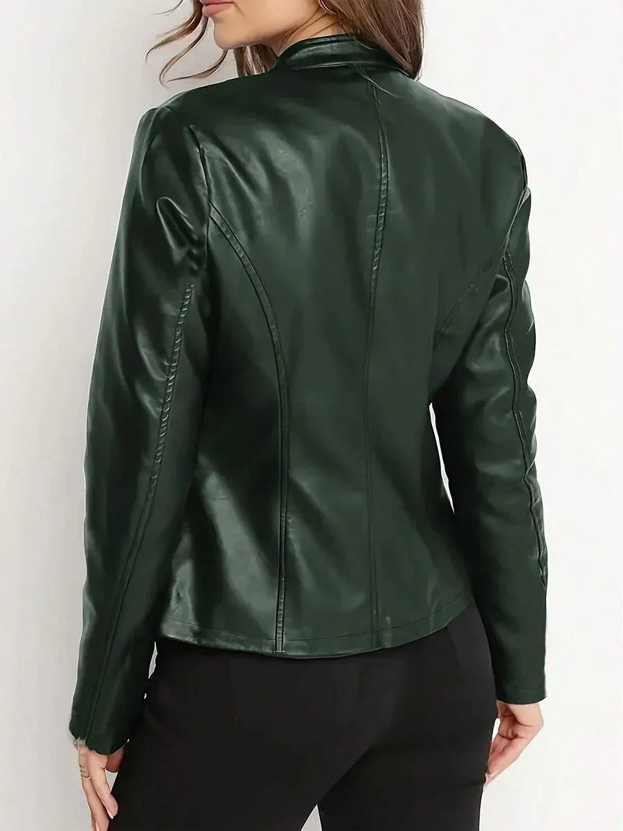 Aurelia | Faux Leather Biker Jacket Black Casual Layering