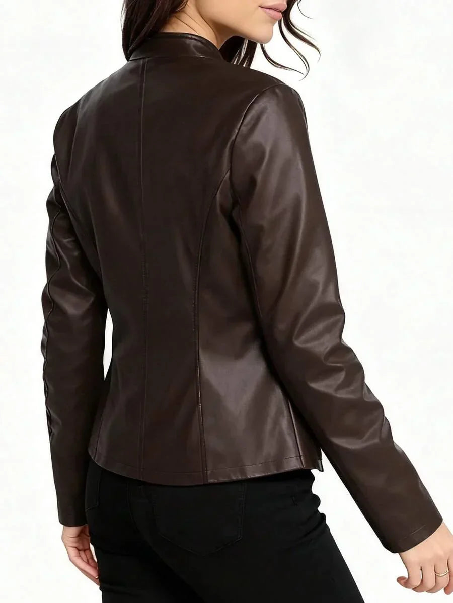 Aurelia | Faux Leather Biker Jacket Black Casual Layering
