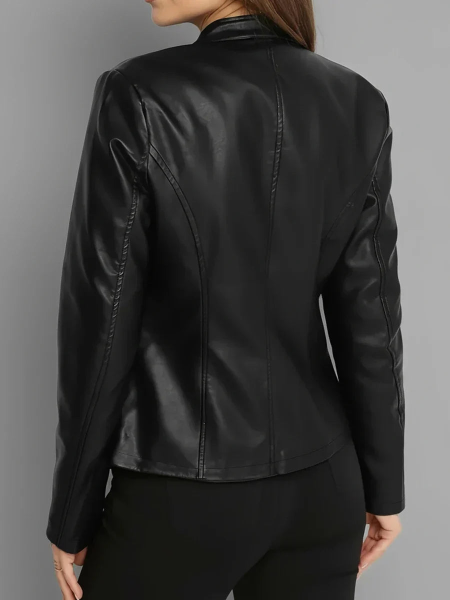 Aurelia | Faux Leather Biker Jacket Black Casual Layering