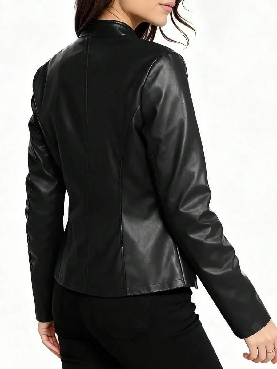 Aurelia | Faux Leather Biker Jacket Black Casual Layering