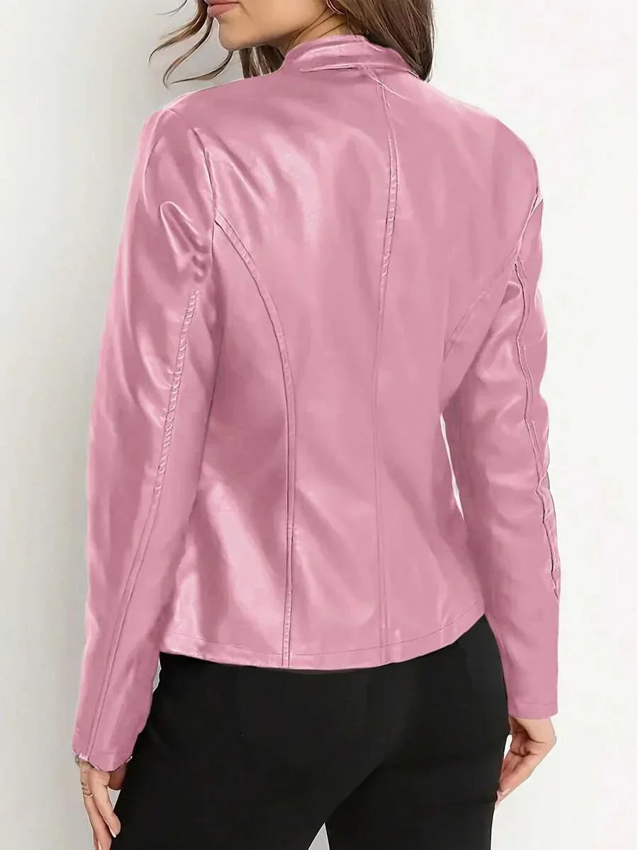 Aurelia | Faux Leather Biker Jacket Black Casual Layering