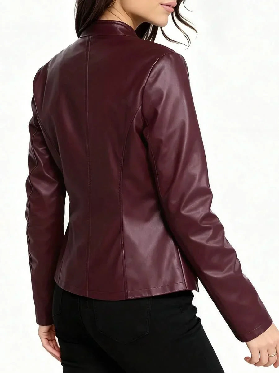 Aurelia | Faux Leather Biker Jacket Black Casual Layering