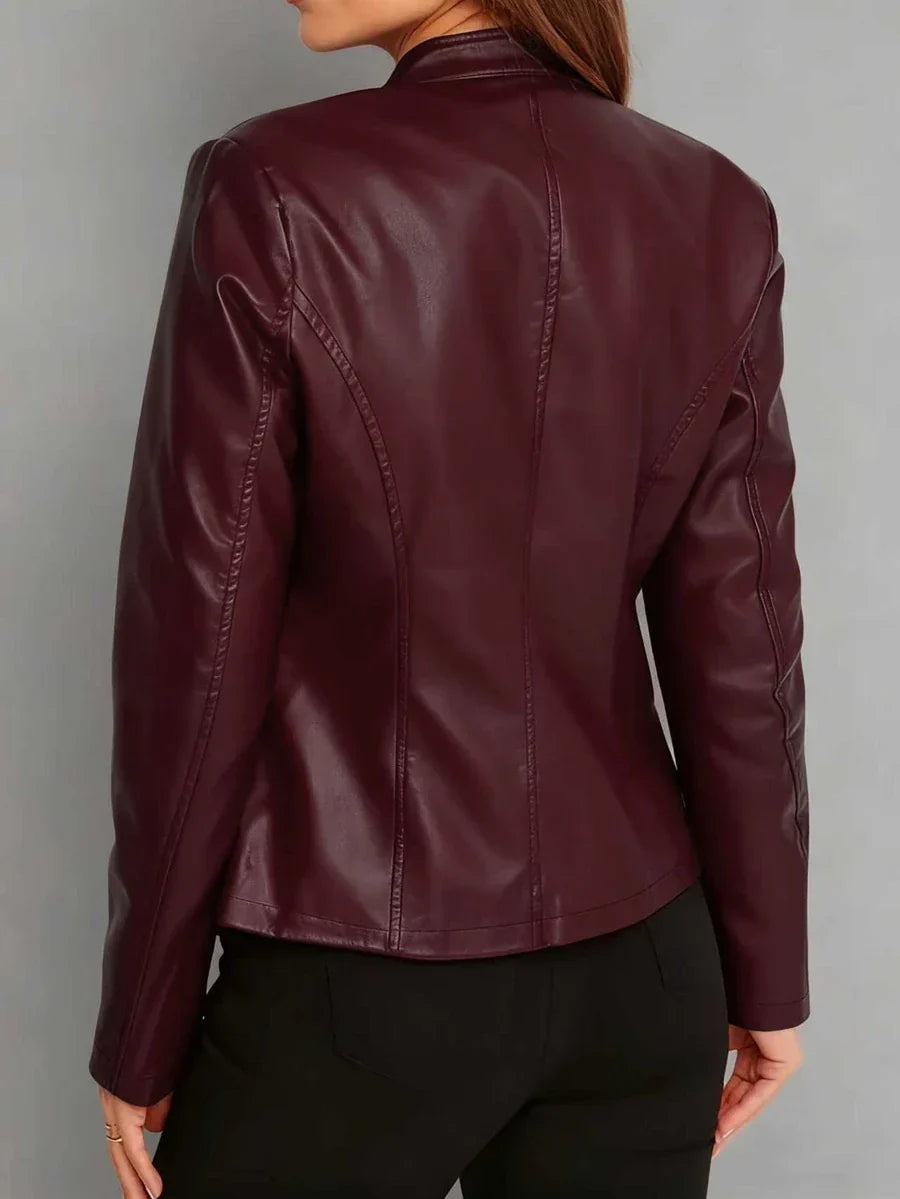 Aurelia | Faux Leather Biker Jacket Black Casual Layering