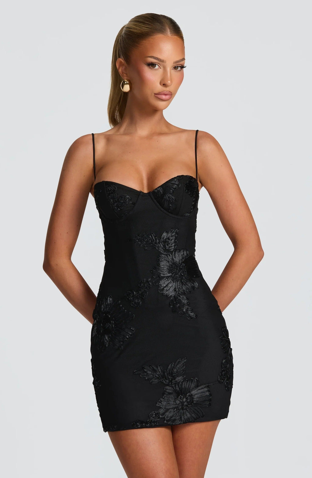 Isadora | Elegant Floral Corset Mini Dresses For Wedding Guests