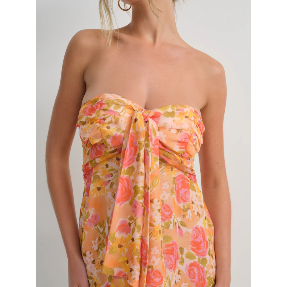 Delia | Floral Strapless Mini Winter Wedding Guest Dresses