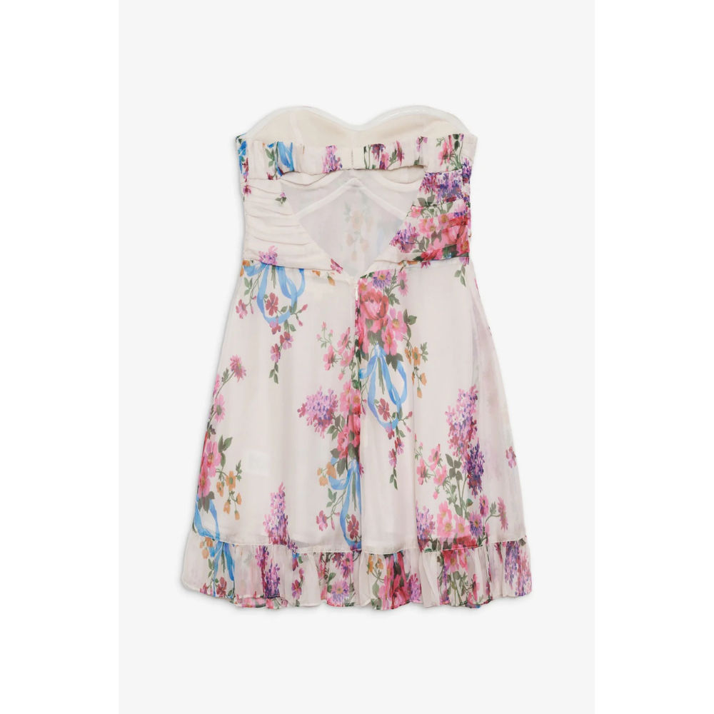 Delia | Floral Strapless Mini Winter Wedding Guest Dresses