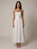 Odette | Elegant Floral V-Neck Midi Dresses For Wedding Guests