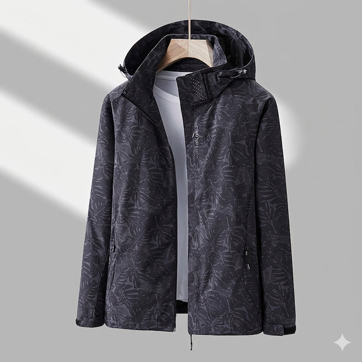 Capucine | Winter Rain Puffer Coat Jacket With Hood — Black