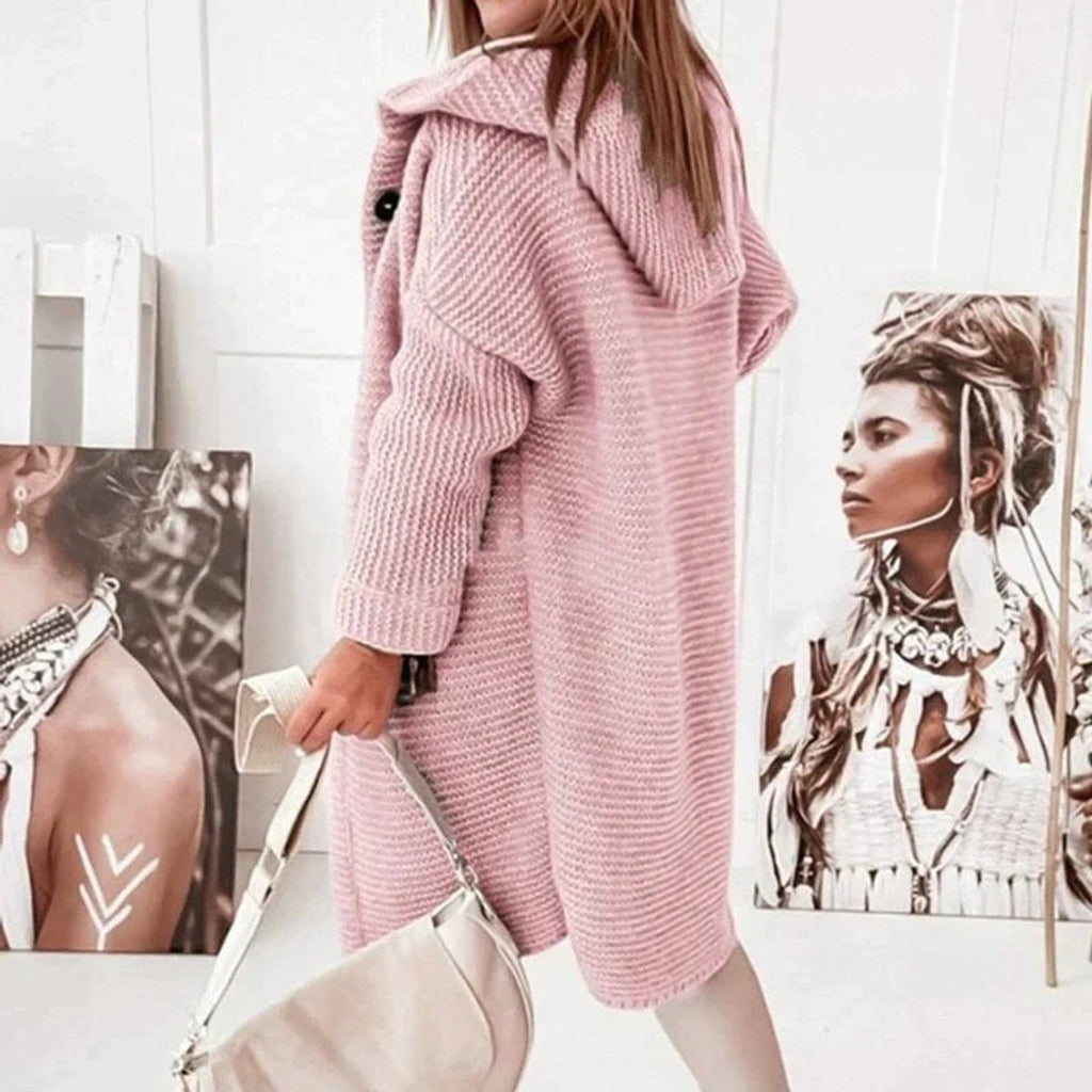 Isadora | Oversized Cable Knit Hooded Long Sweater Cardigan