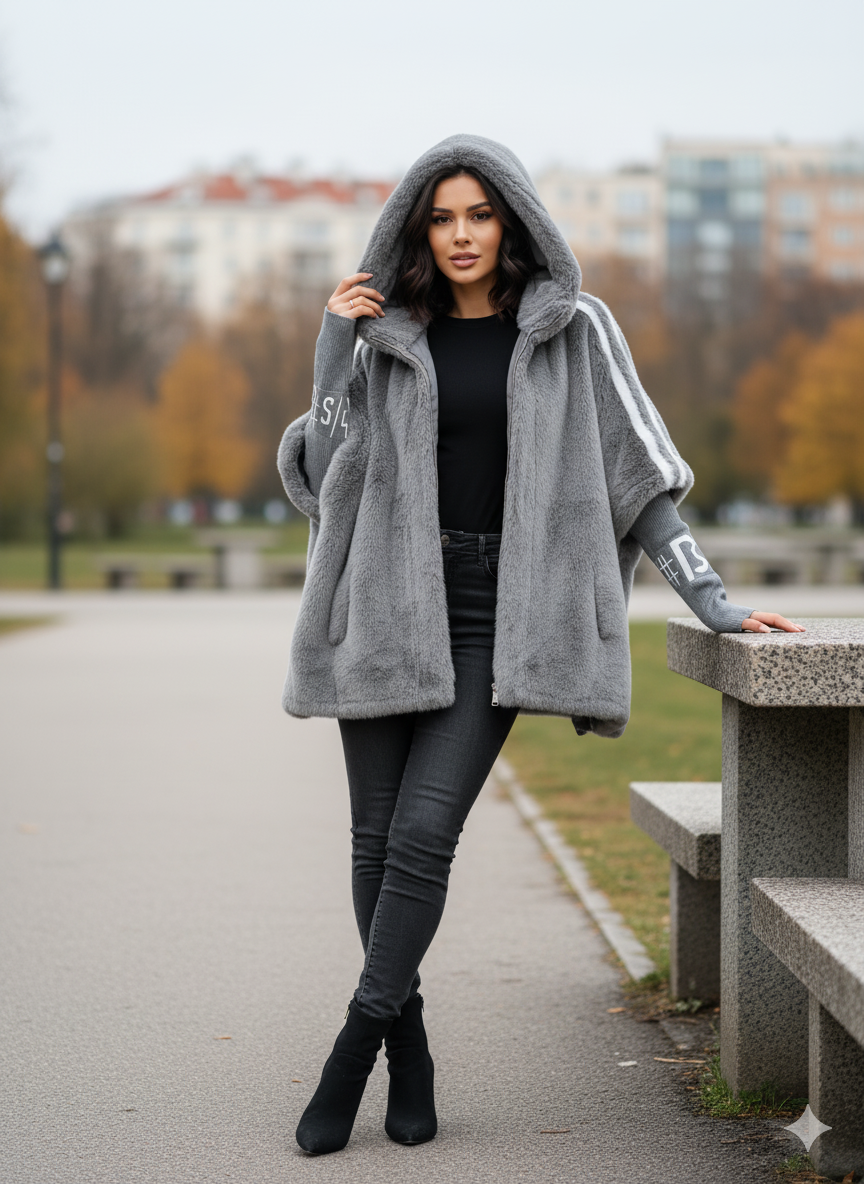 Juliette | Black Winter Fur Hood Plus Size Puffer Coat