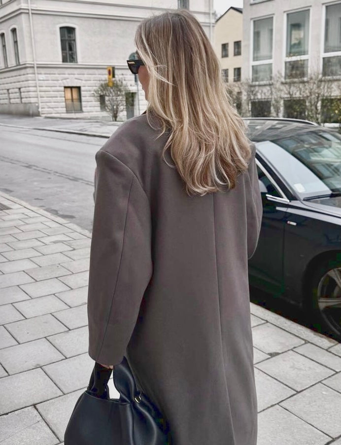 Mirabelle | Longline Double Breasted Black Puffer Long Coat