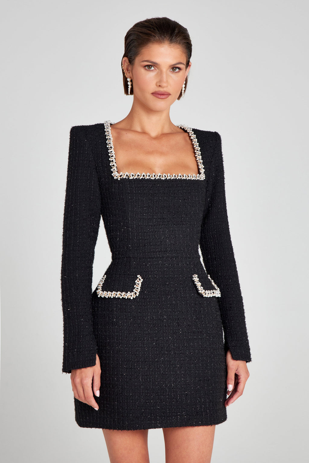 Capucine | Long Sleeve Square Neck Cocktail Mini Dresses
