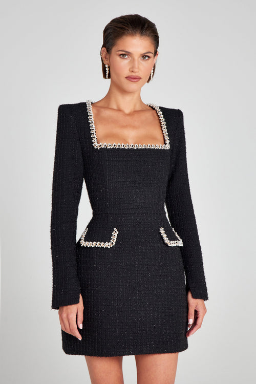 Capucine | Long Sleeve Square Neck Cocktail Mini Dresses
