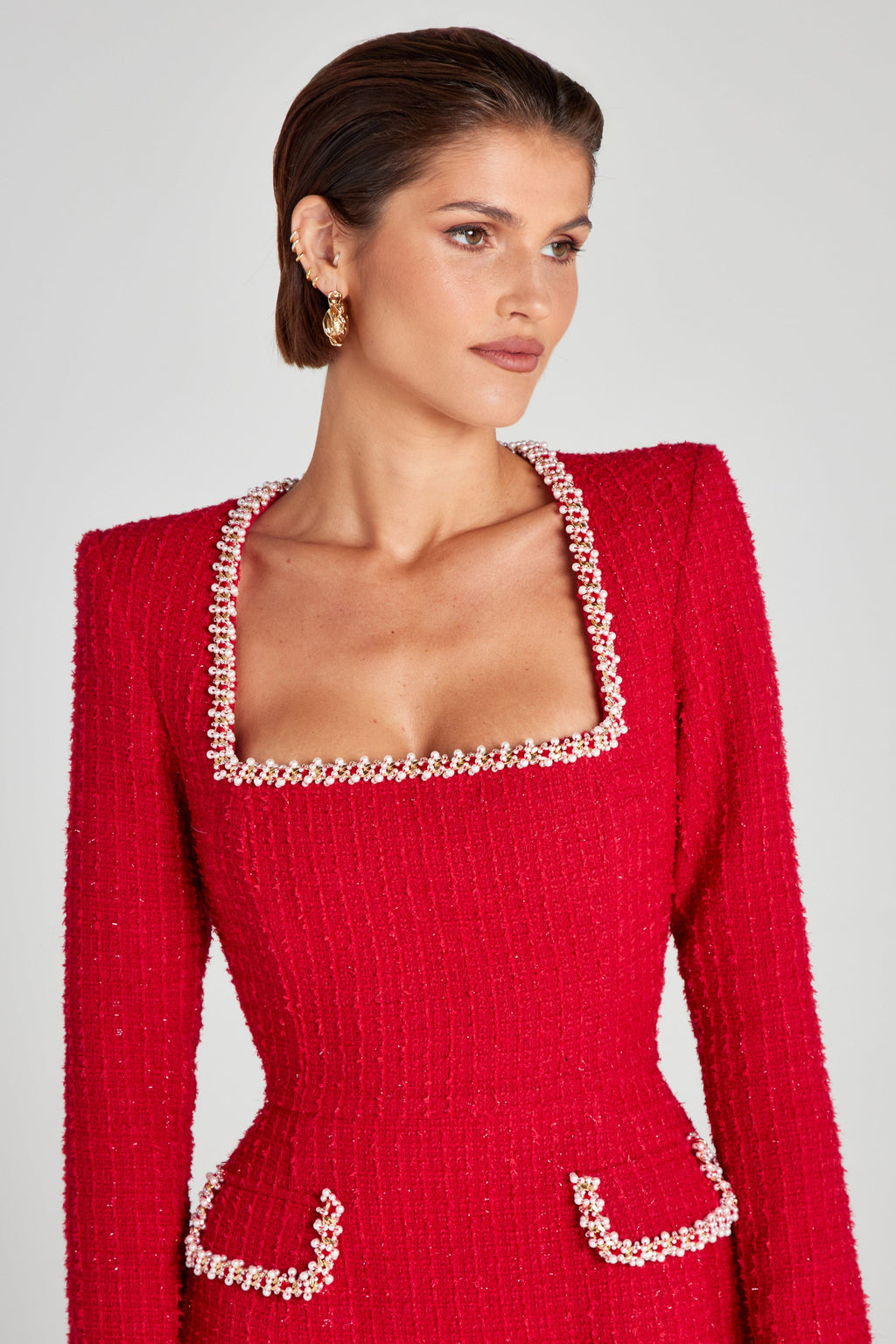 Capucine | Long Sleeve Square Neck Cocktail Mini Dresses