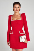 Capucine | Long Sleeve Square Neck Cocktail Mini Dresses