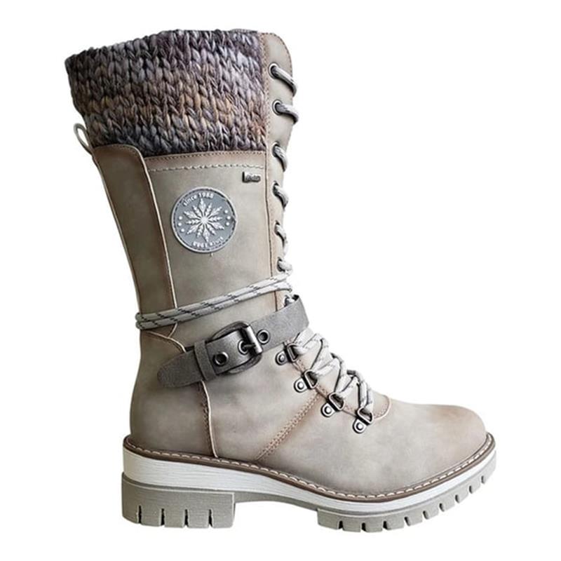 Lucienne | Black Brown Winter Wide Calf Low Heel Lace Boots
