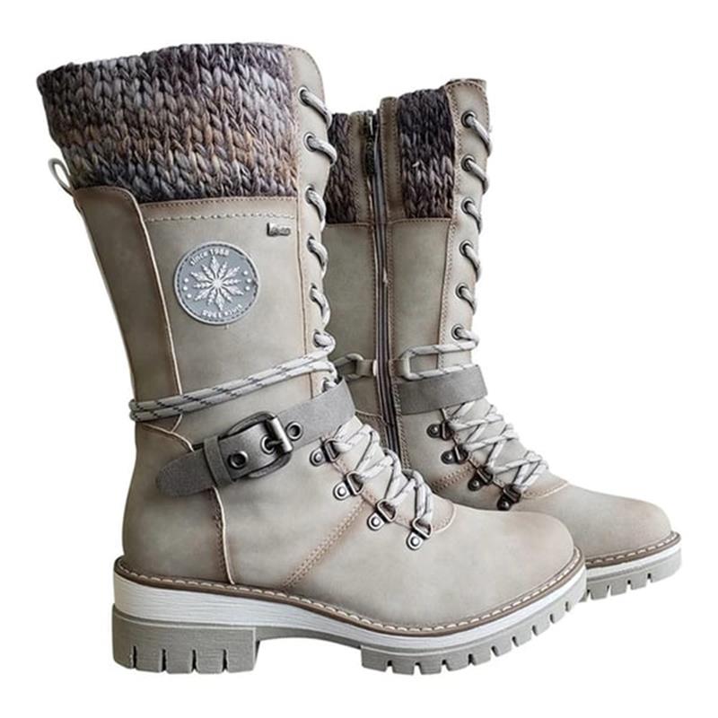 Lucienne | Black Brown Winter Wide Calf Low Heel Lace Boots