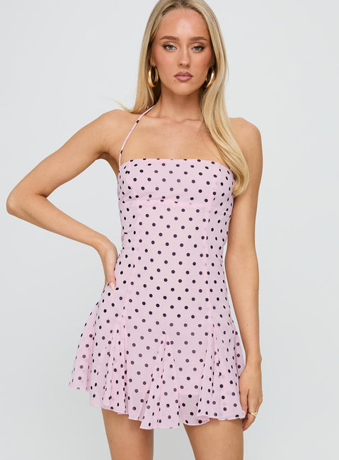 Yolanda | Polka Dot Flowy Mini Wedding Guest Dress