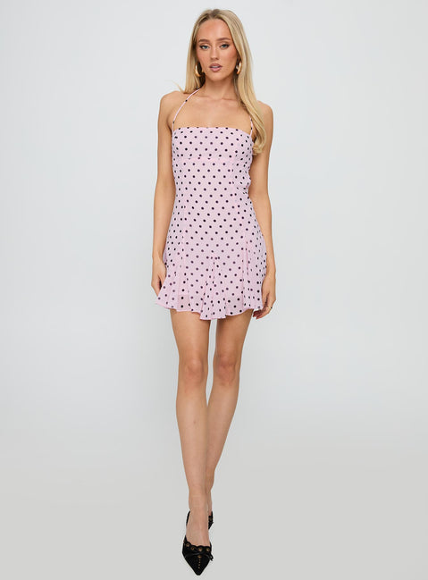 Yolanda | Polka Dot Flowy Mini Wedding Guest Dress