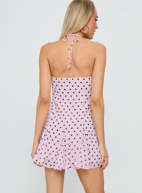 Yolanda | Polka Dot Flowy Mini Wedding Guest Dress