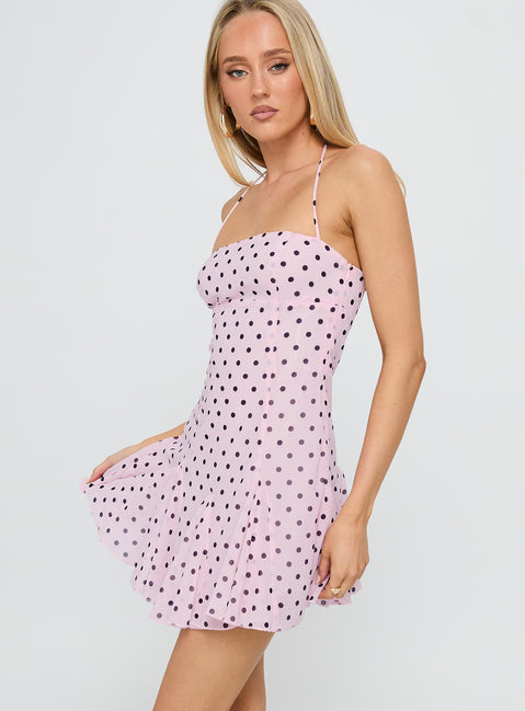 Yolanda | Polka Dot Flowy Mini Wedding Guest Dress