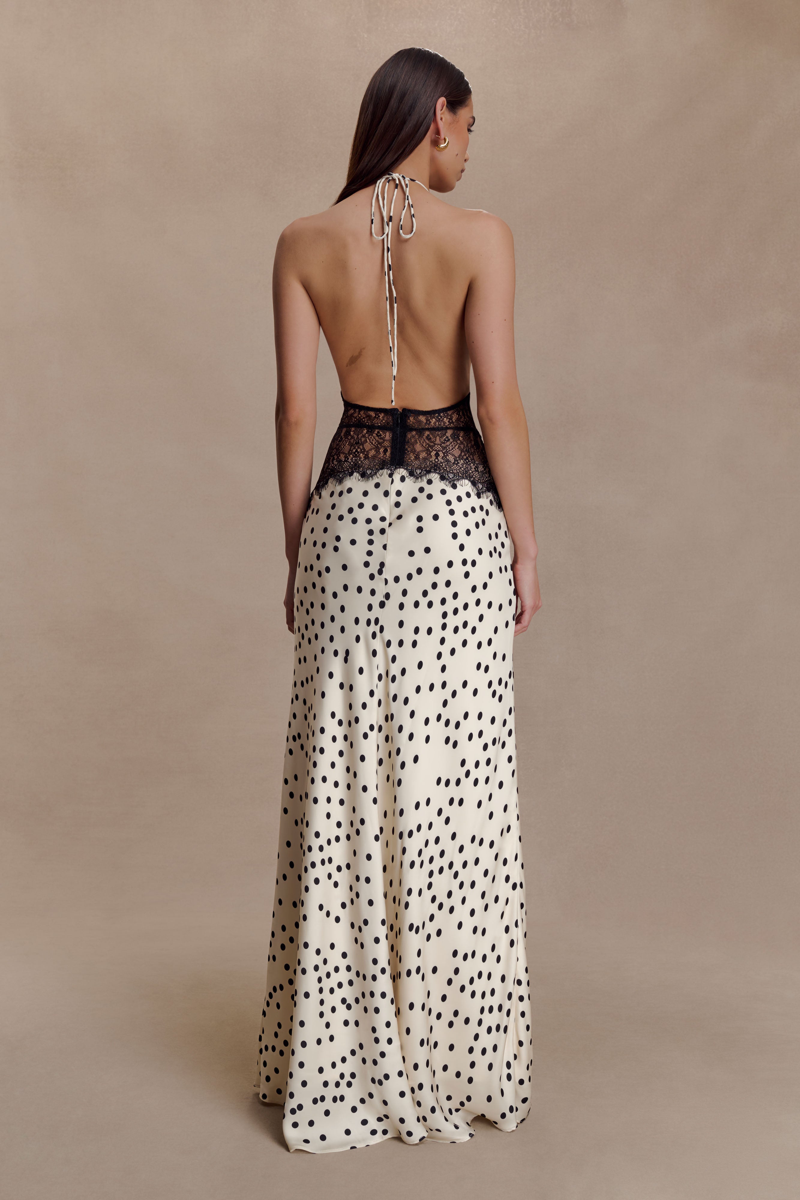 Maelys | Autumn Wedding Guest Dresses V-Neck Polka Dot Maxi