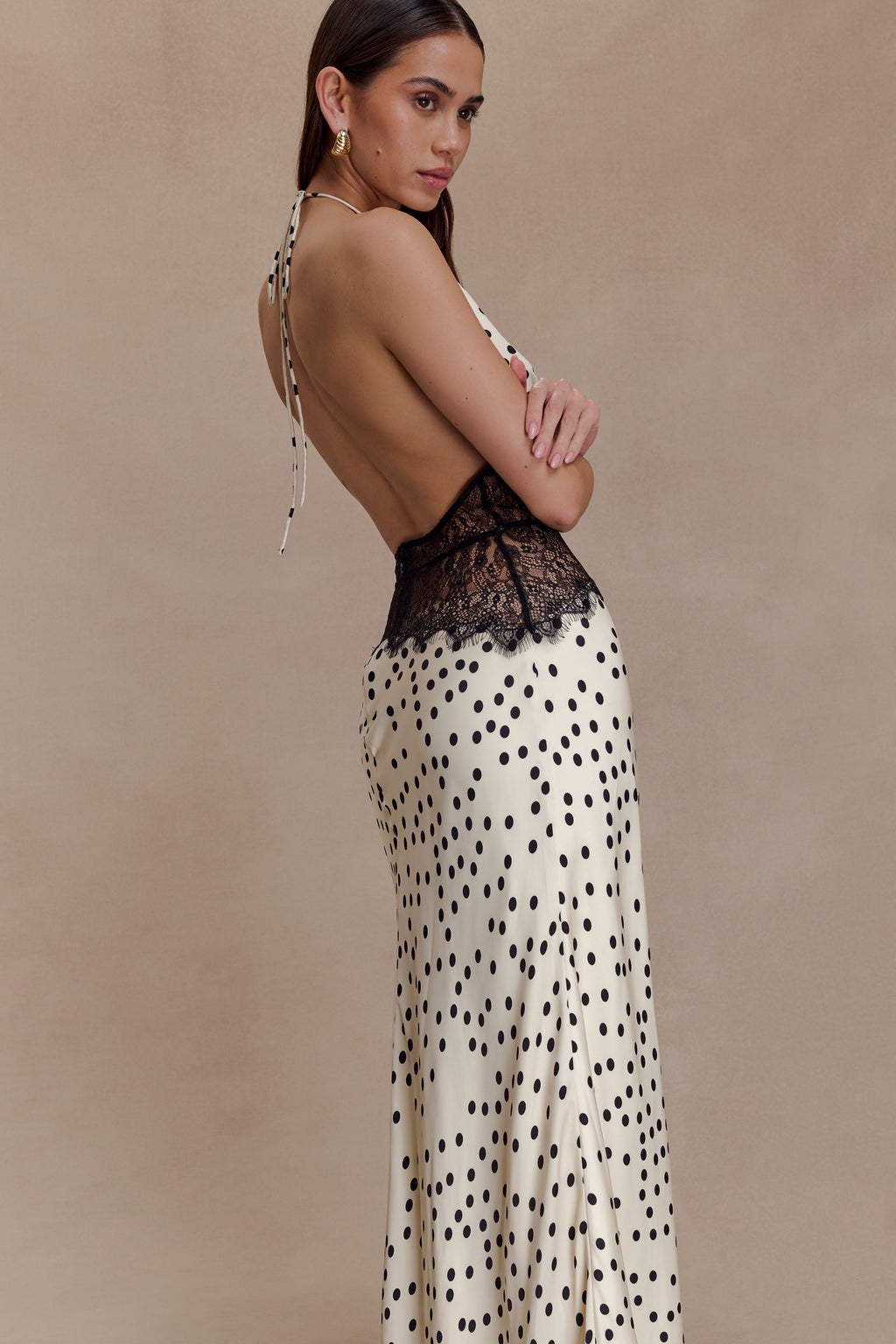 Maelys | Autumn Wedding Guest Dresses V-Neck Polka Dot Maxi
