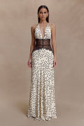 Maelys | Autumn Wedding Guest Dresses V-Neck Polka Dot Maxi