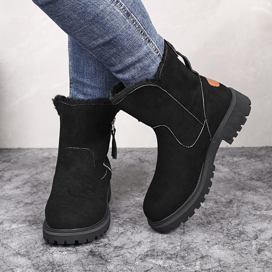 Ophelia | Black Heeled Leather Ankle Boots Winter