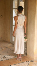 Rosalind | Long Sleeve Halter Midi Wedding Guest Dresses