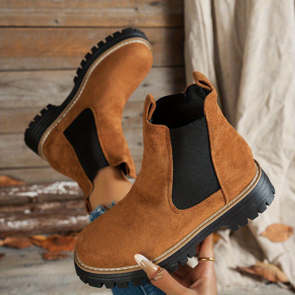 Berenice | Leather Low Heel Chelsea Ankle Boots — Dark Brown