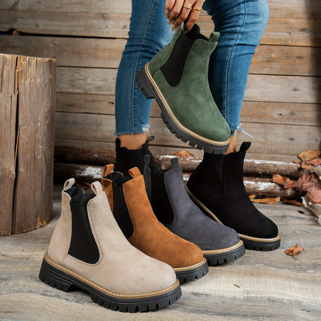 Berenice | Leather Low Heel Chelsea Ankle Boots