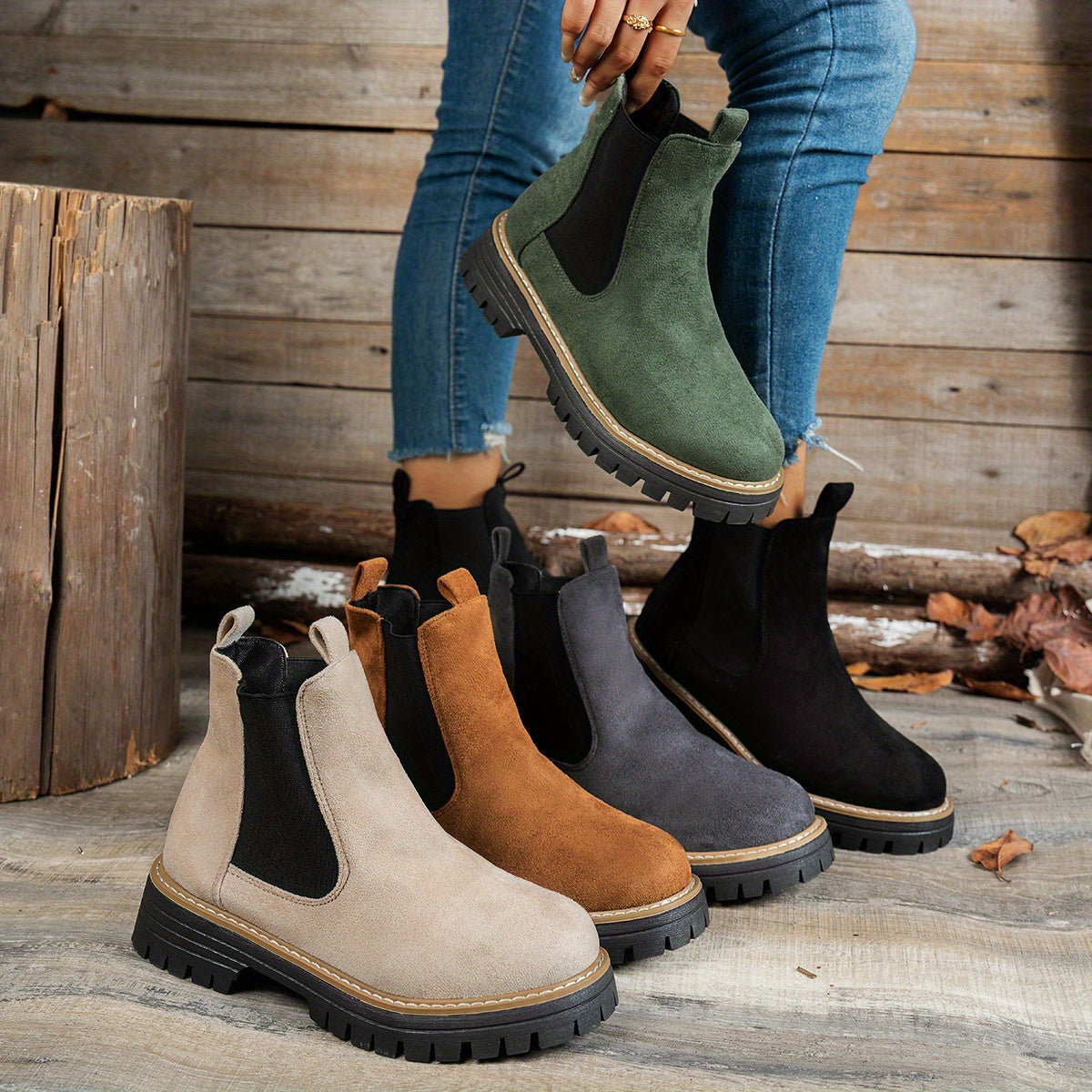 Berenice | Leather Low Heel Chelsea Ankle Boots