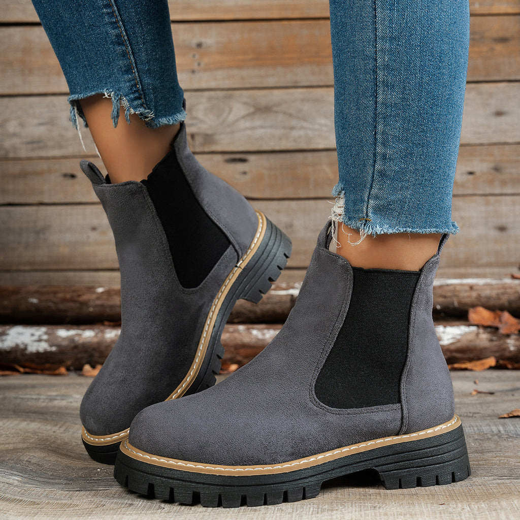 Berenice | Leather Low Heel Chelsea Ankle Boots