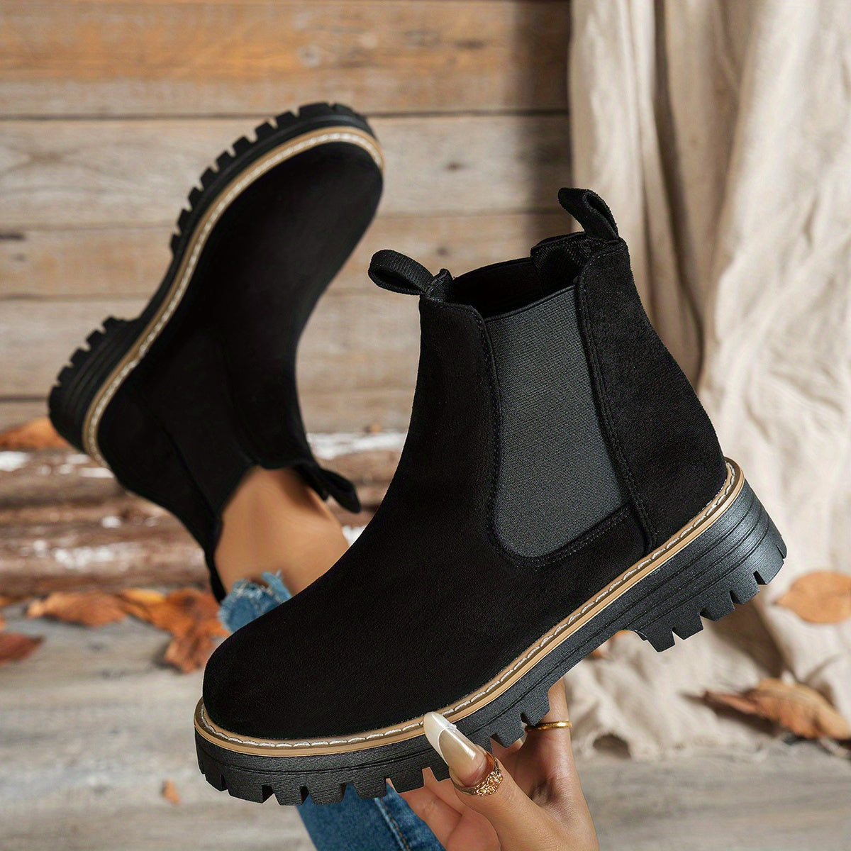 Berenice | Leather Low Heel Chelsea Ankle Boots — Black