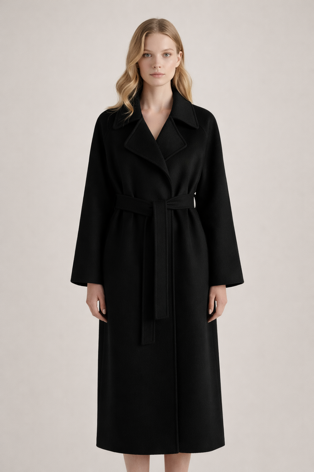 Seraphina | Long Black Double Breasted Longline Puffer Coat