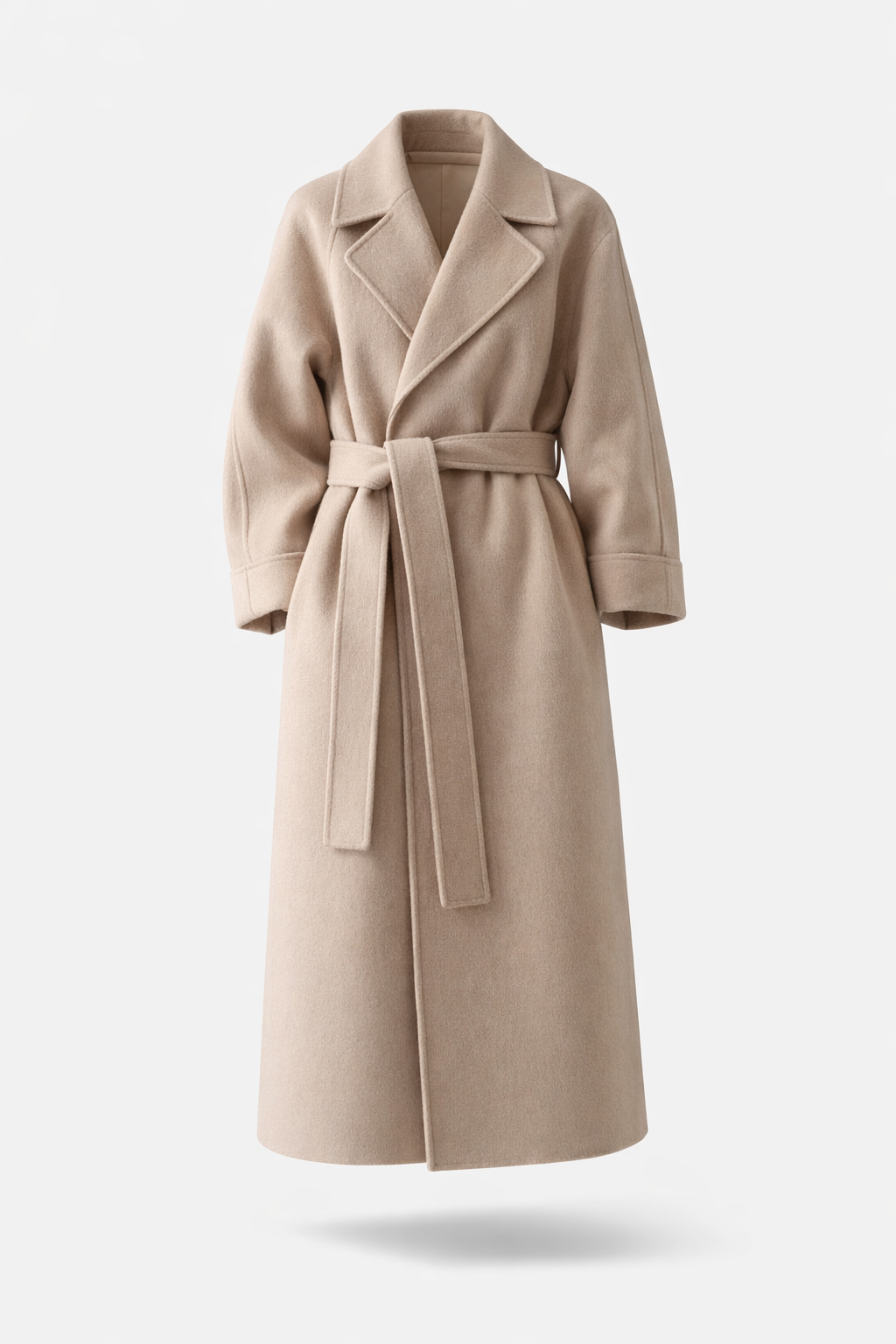 Seraphina | Long Black Double Breasted Longline Puffer Coat — Beige