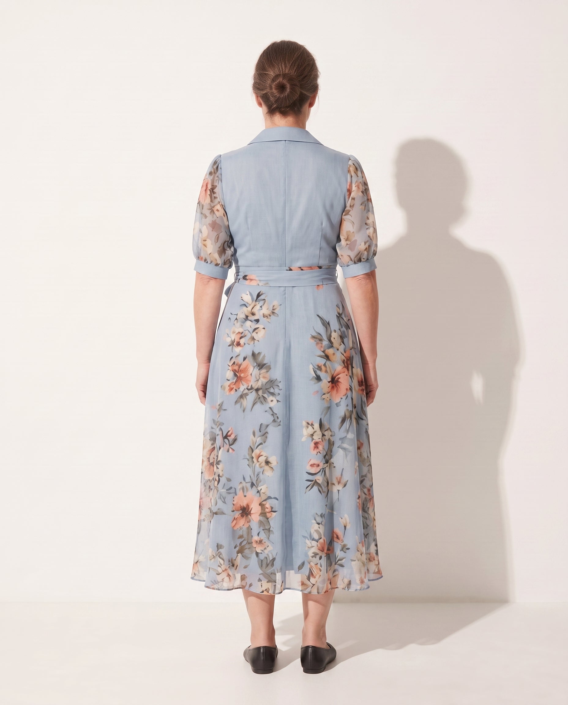 Sabine | Floral Bridesmaid Dresses Flowing Maxi Wedding Guest — achterkant