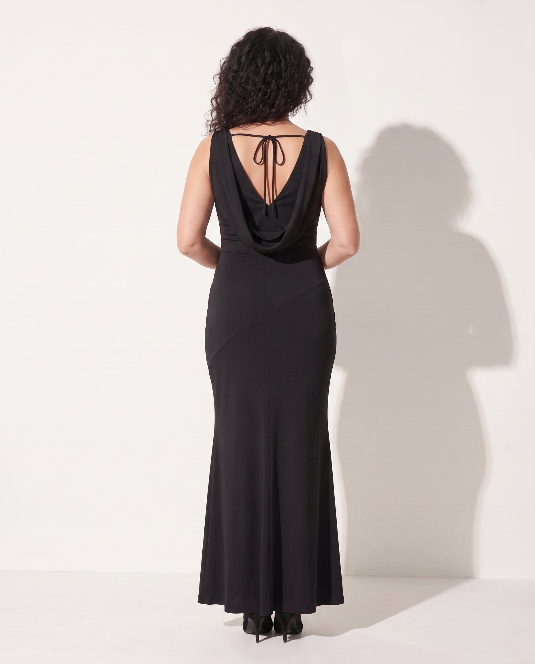 Valentina | Cinderella Cowl Neck Satin Wedding Dress Maxi — achterkant