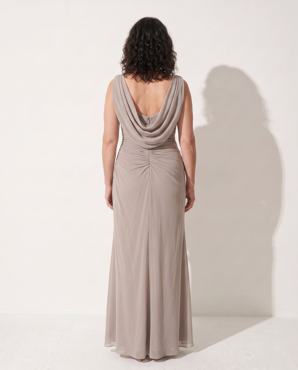 Vivienne | Long Sleeve Wedding Guest Dresses Cowl Neck Maxi — achterkant