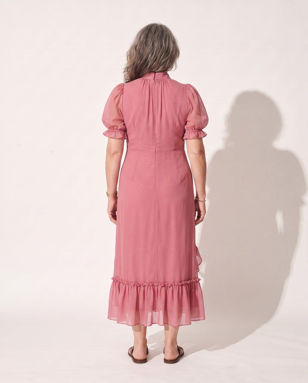 Bridget | Floral Print Puff Sleeve Maxi Dress Wedding Guest — achterkant
