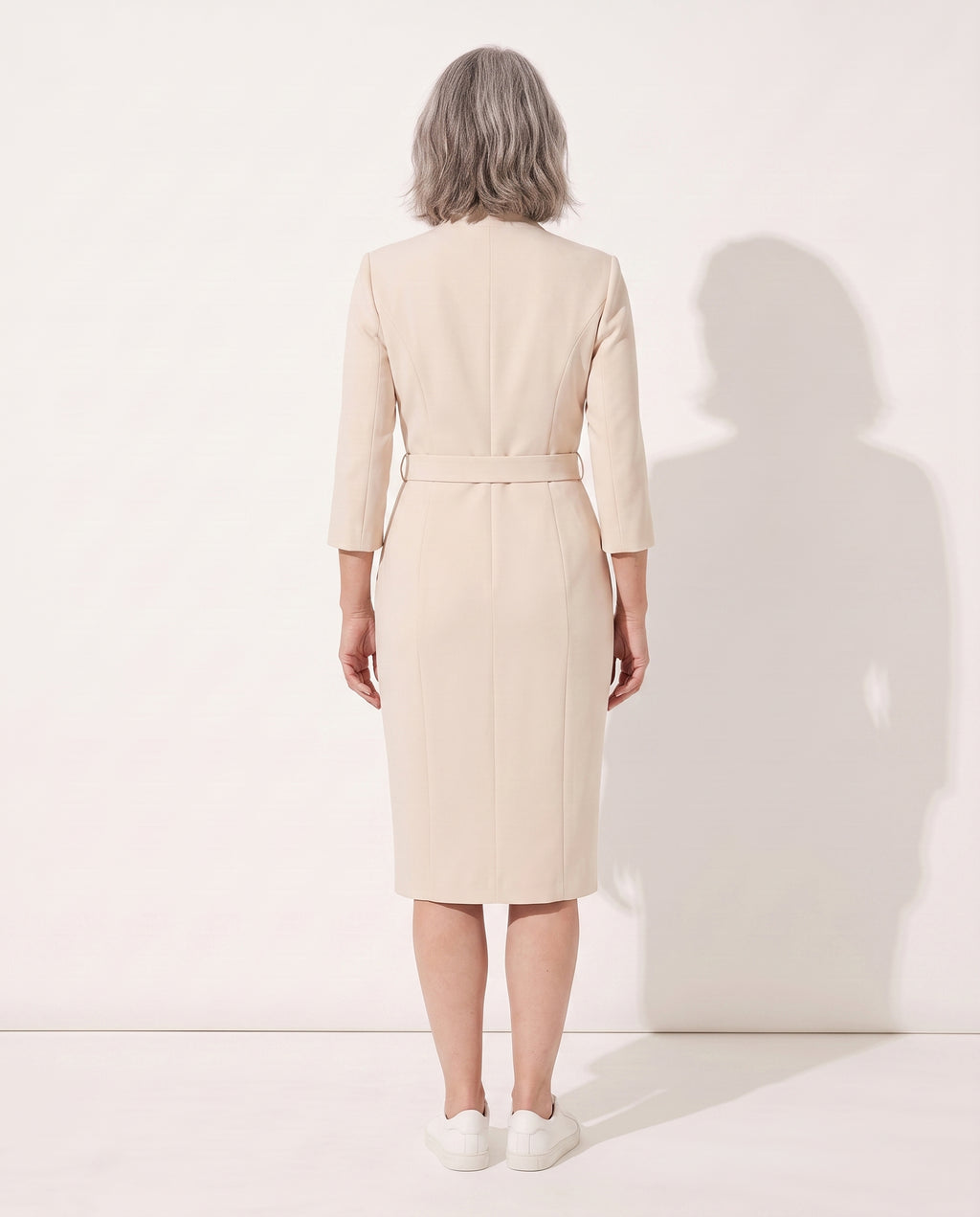 Sabine | Women Long Sleeve Midi Dress For Work & Occasion Wear — achterkant