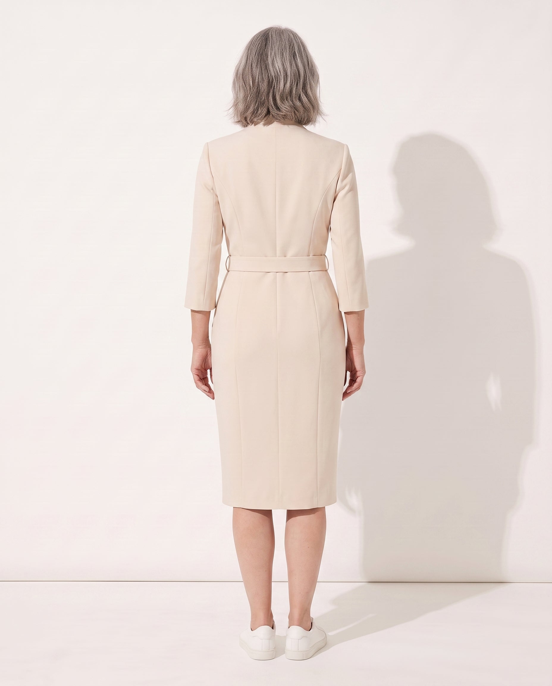 Sabine | Women Long Sleeve Midi Dress For Work & Occasion Wear — achterkant