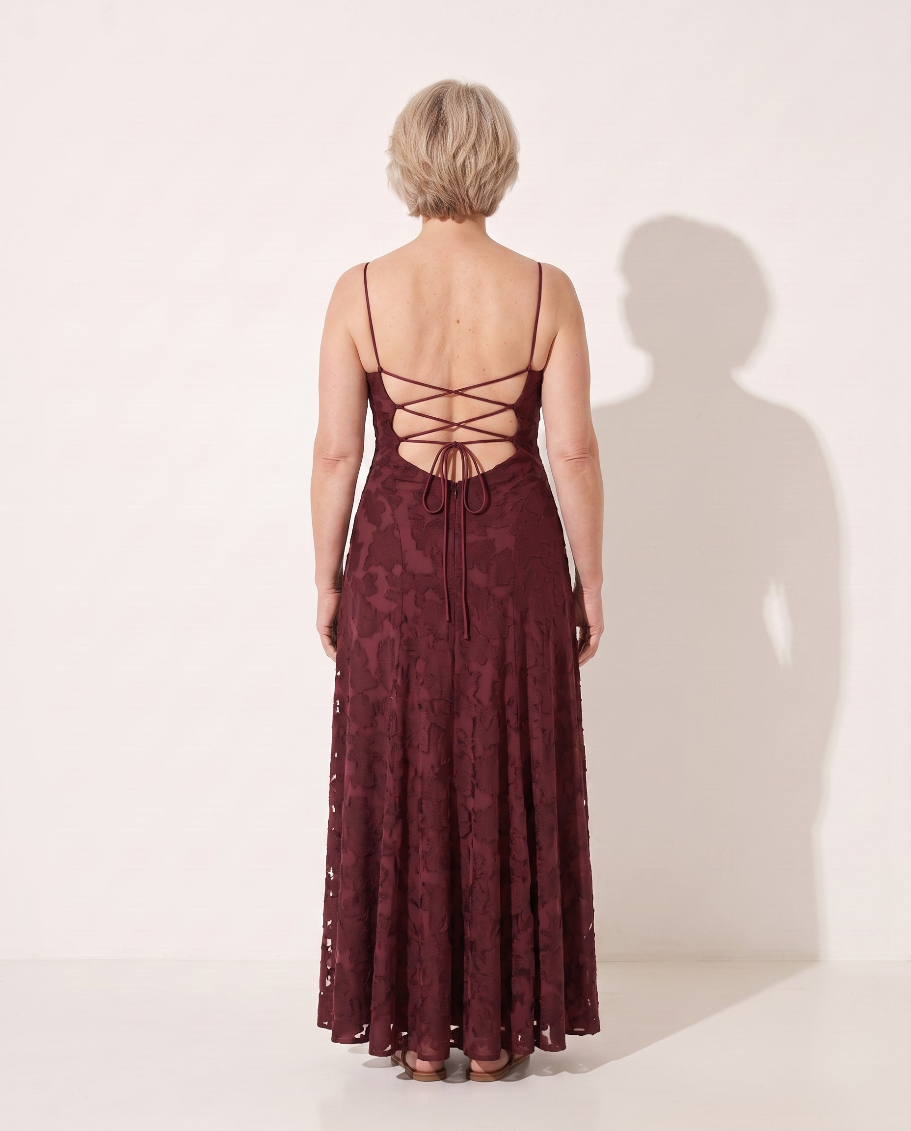 Lucinda | Wrap Maxi Dress in Lace – Wedding Guest & Gala — achterkant