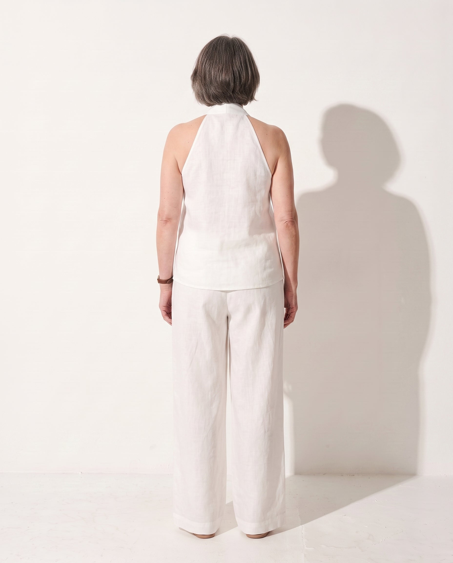 Mirabelle | Camel Wide Leg Trousers Halterneck Co-Ord Set — achterkant