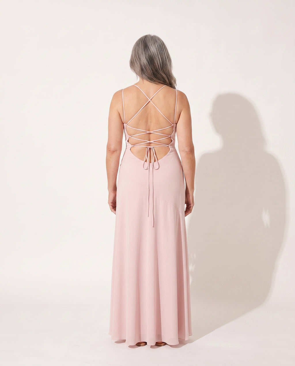 Constance | Long Sleeve Satin Maxi Dress Evening Formal — achterkant