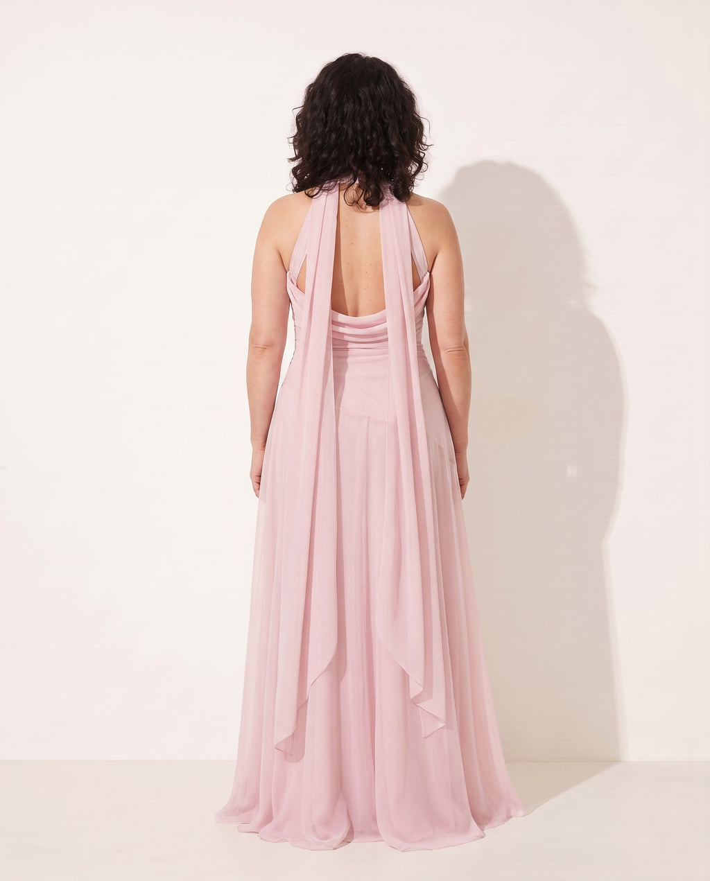 Odette | Winter Wedding Guest Dresses Draped Satin Maxi Gown — achterkant