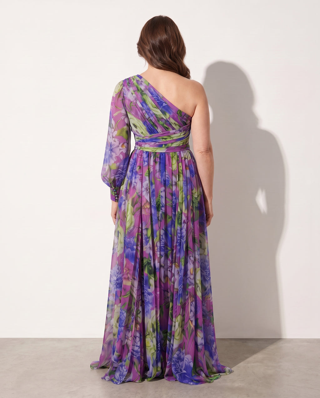 Josephine | Floral Long Sleeve Wedding Guest Dresses Maxi — achterkant